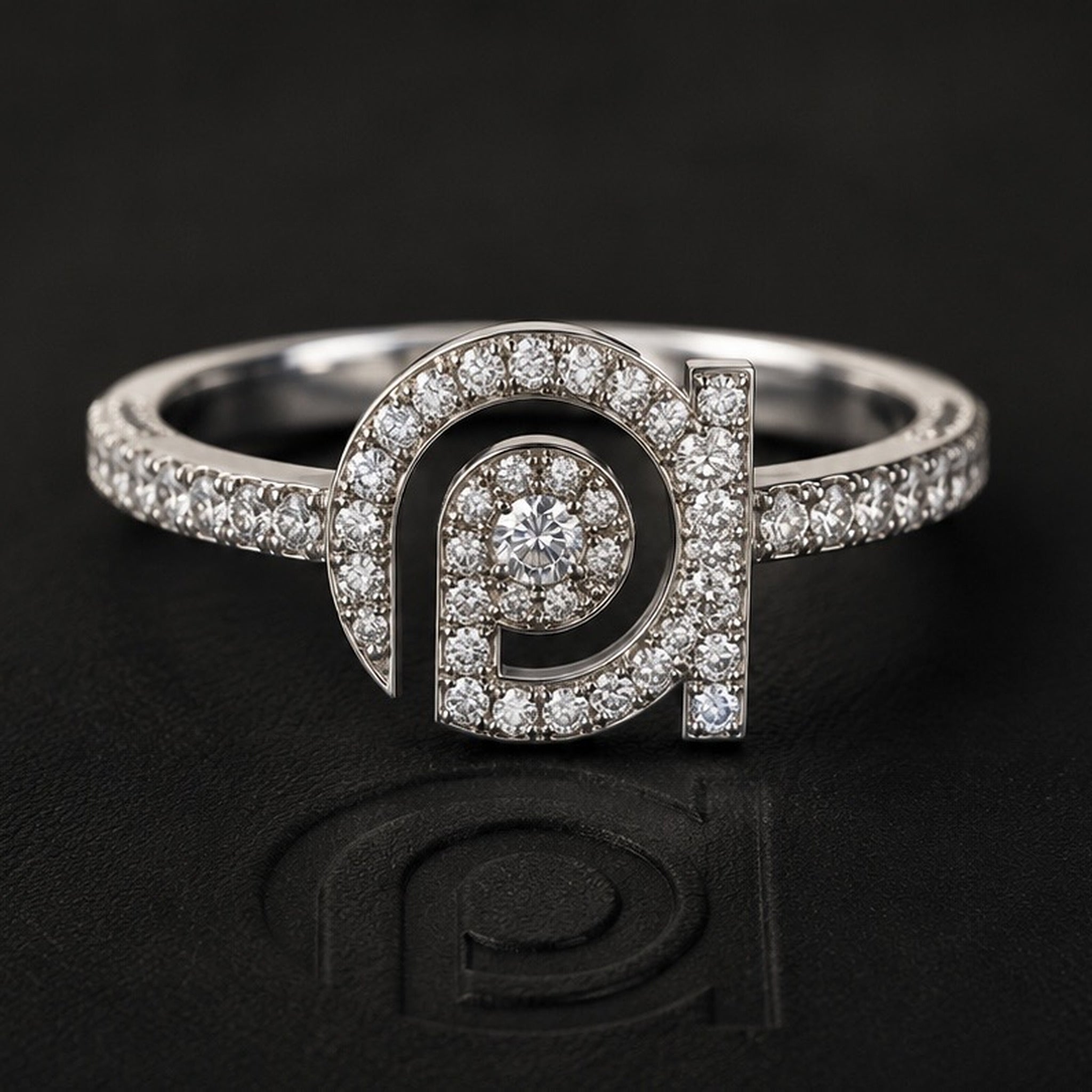 18K White Gold Diamond Signature Ring