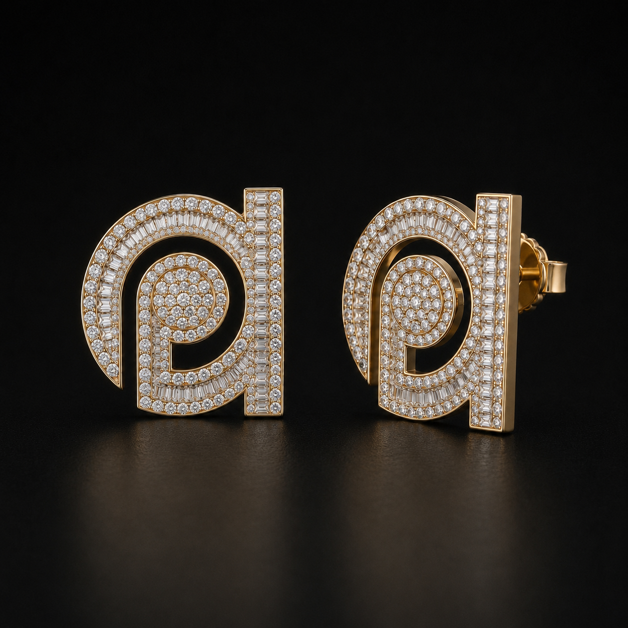 18K Gold Diamond Signature Earrings